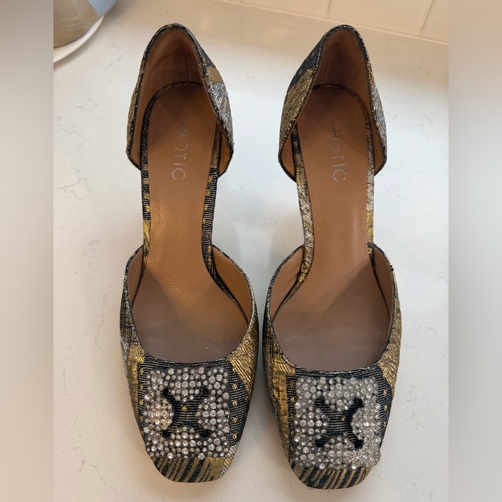 Metallic Jacquard D’Orsay Heels – Size 37